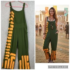 Earthbound colorful tie dye overalls S fun & funky boho hippie grunge festival